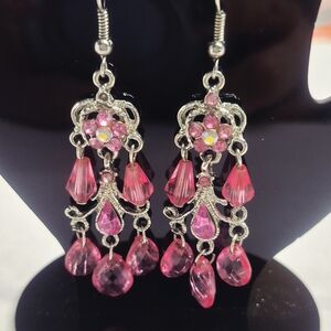 Elegant Pink Chandelier Earrings
